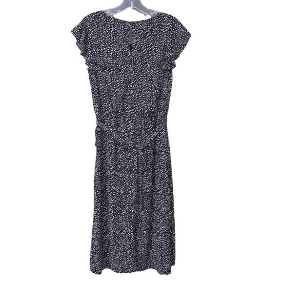 Hi-Low Faux Wrap Midi Dress  Black and White Polka Dot Size PS - Picture 4 of 5